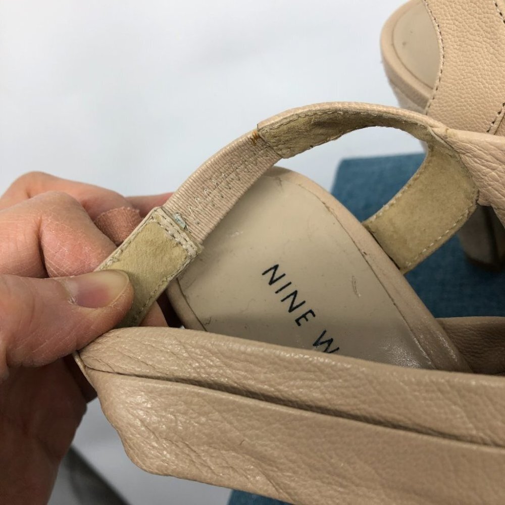 Nine West Nude Leather Suede Victoria Cut Out Platform 5" Slingback size 5.5 - Picture 10 of 14